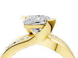 Yellow gold Princess Solitaire Channel-Set Split Shank Ring with Tension Prong Setting_19