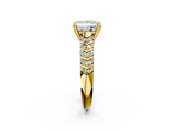 Yellow gold Princess Solitaire Chevron Pave Diamond Engagement Ring with Six-Prong Setting_5