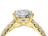 Yellow gold Princess Solitaire Chevron Pave Diamond Engagement Ring with Six-Prong Setting_7