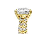 Yellow gold Princess Solitaire Chevron Pave Diamond Engagement Ring with Six-Prong Setting_8