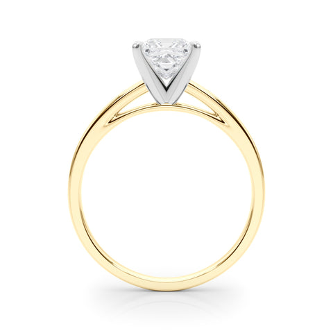 Yellow gold Princess Solitaire Diamond Engagement Ring with Four-Prong Setting on a Classic Band 2
