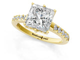 Yellow gold Princess Solitaire Diamond Engagement Ring with Pavé Band and Six-Prong Setting_28