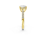 Yellow gold Princess Solitaire Diamond Engagement Ring with Pavé Band and Six-Prong Setting_29