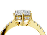 Yellow gold Princess Solitaire Diamond Engagement Ring with Pavé Band and Six-Prong Setting_31