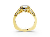 Yellow gold Princess Solitaire Diamond Engagement Ring with Pave Band and Four-Prong Setting 3