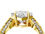 Yellow gold Princess Solitaire Diamond Engagement Ring with Pave Band and Four-Prong Setting 4