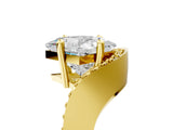 Yellow gold Princess Solitaire Diamond Engagement Ring with Pave Band and Four-Prong Setting 5