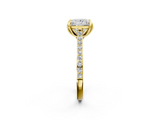 Yellow gold Princess Solitaire Diamond Engagement Ring with Pave Band and Six-Prong Setting_46