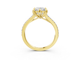 Yellow gold Princess Solitaire Diamond Engagement Ring with Pave Band and Six-Prong Setting_47