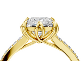 Yellow gold Princess Solitaire Diamond Engagement Ring with Pave Band and Six-Prong Setting_48