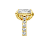 Yellow gold Princess Solitaire Diamond Engagement Ring with Pave Band and Six-Prong Setting_49