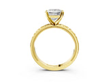 Yellow gold Princess Solitaire Diamond Engagement Ring with XO Engraved Band and Four-Prong Setting 3