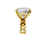 Yellow gold Princess Solitaire Diamond Engagement Ring with XO Engraved Band and Four-Prong Setting 5