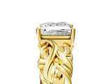 Yellow gold Princess Solitaire Diamond Leaf Vine Band with Prong Setting_76