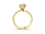 Yellow gold Princess Solitaire Diamond Pavé Band with Four-Prong Setting_81