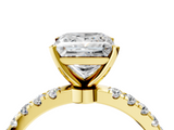 Yellow gold Princess Solitaire Diamond Pavé Band with Four-Prong Setting_82