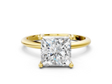 Yellow gold Princess Solitaire Diamond Ring with 4-Prong Setting on a Classic Band_3