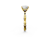 Yellow gold Princess Solitaire Diamond Ring with Bamboo Band and Four-Prong Setting_49