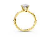 Yellow gold Princess Solitaire Diamond Ring with Bamboo Band and Four-Prong Setting_50