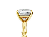 Yellow gold Princess Solitaire Diamond Ring with Bamboo Band and Four-Prong Setting_52