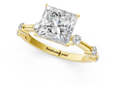Yellow gold Princess Solitaire Diamond Ring with Bezel Set Side Stones and Prong Setting_26