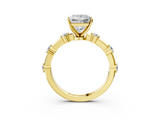 Yellow gold Princess Solitaire Diamond Ring with Bezel Set Side Stones and Prong Setting_28