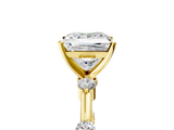 Yellow gold Princess Solitaire Diamond Ring with Bezel Set Side Stones and Prong Setting_30