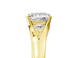 Yellow gold Princess Solitaire Diamond Ring with Cathedral Band and Four-Prong Setting_71