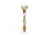 Yellow gold Princess Solitaire Diamond Ring with Channel-Set Baguette Band and Four-Prong Setting_84