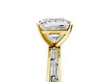 Yellow gold Princess Solitaire Diamond Ring with Channel-Set Baguette Band and Four-Prong Setting_87