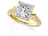 Yellow gold Princess Solitaire Diamond Ring with Channel Set Band and Bezel Prong Setting_57