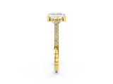 Yellow gold Princess Solitaire Diamond Ring with Channel Set Band and Bezel Prong Setting_58