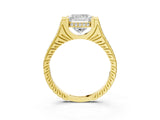 Yellow gold Princess Solitaire Diamond Ring with Channel Set Band and Bezel Prong Setting_59