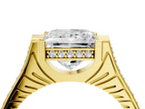 Yellow gold Princess Solitaire Diamond Ring with Channel Set Band and Bezel Prong Setting_60