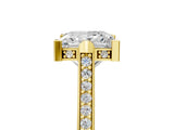 Yellow gold Princess Solitaire Diamond Ring with Channel Set Band and Bezel Prong Setting_61