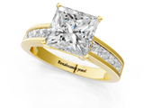 Yellow gold Princess Solitaire Diamond Ring with Channel-Set Band and Four-Prong Setting_10