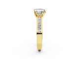 Yellow gold Princess Solitaire Diamond Ring with Channel-Set Band and Four-Prong Setting_11