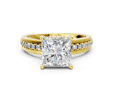 Yellow gold Princess Solitaire Diamond Ring with Channel Set Band and Six-Prong Setting_48