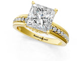 Yellow gold Princess Solitaire Diamond Ring with Channel Set Band and Six-Prong Setting_49
