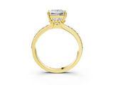 Yellow gold Princess Solitaire Diamond Ring with Channel Set Band and Six-Prong Setting_51