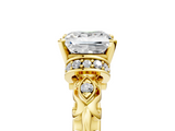 Yellow gold Princess Solitaire Diamond Ring with Filigree Band and Four-Prong Setting_64