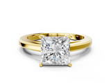 Yellow gold Princess Solitaire Diamond Ring with Four-Prong Setting and Classic Band_8