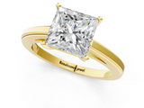 Yellow gold Princess Solitaire Diamond Ring with Four-Prong Setting and Classic Band_9