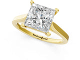 Yellow gold Princess Solitaire Diamond Ring with Four-Prong Setting and Tapered Band 2