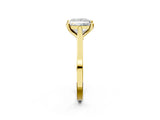 Yellow gold Princess Solitaire Diamond Ring with Four-Prong Setting and Tapered Band 3