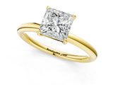 Yellow gold Princess Solitaire Diamond Ring with Four-Prong Setting on a Plain Band_20