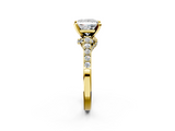 Yellow gold Princess Solitaire Diamond Ring with Pavé Band and Four-Prong Setting_112
