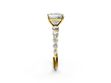 Yellow gold Princess Solitaire Diamond Ring with Pave Band and Four-Prong Setting_212