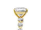 Yellow gold Princess Solitaire Diamond Ring with Pave Band and Four-Prong Setting_215