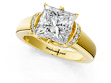 Yellow gold Princess Solitaire Diamond Ring with Pave Band and Six-Prong Setting_36